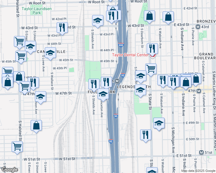 map of restaurants, bars, coffee shops, grocery stores, and more near in Chicago