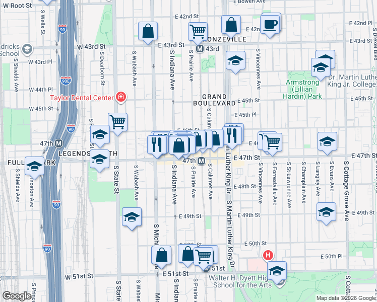 map of restaurants, bars, coffee shops, grocery stores, and more near in Chicago
