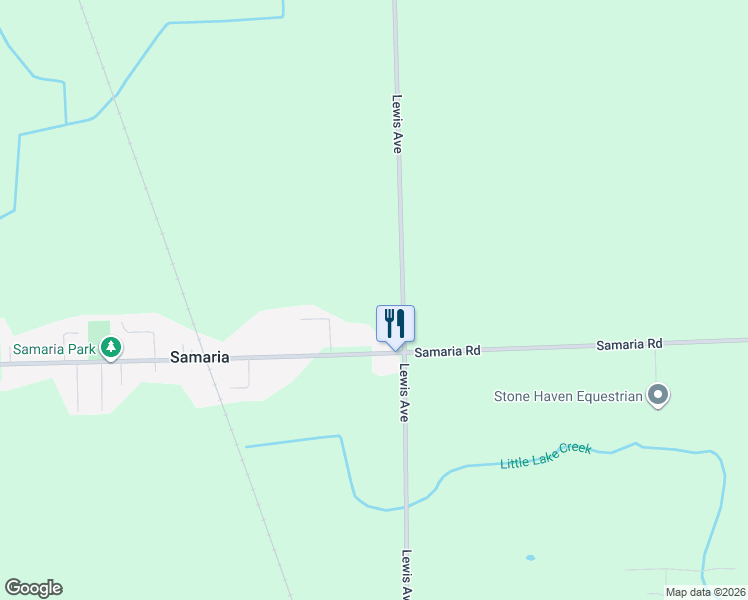 map of restaurants, bars, coffee shops, grocery stores, and more near 1046 Samaria Road in Temperance