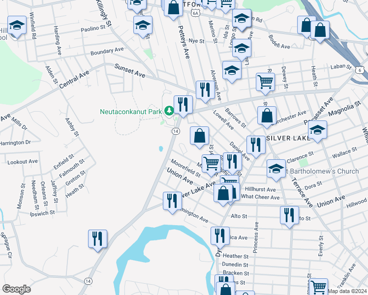 map of restaurants, bars, coffee shops, grocery stores, and more near 27 Murray Street in Providence