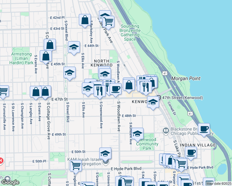 map of restaurants, bars, coffee shops, grocery stores, and more near in Chicago