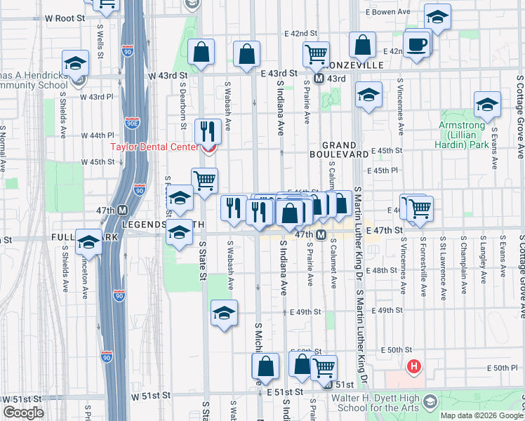 map of restaurants, bars, coffee shops, grocery stores, and more near in Chicago
