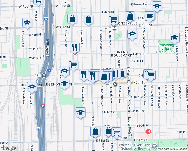 map of restaurants, bars, coffee shops, grocery stores, and more near in Chicago