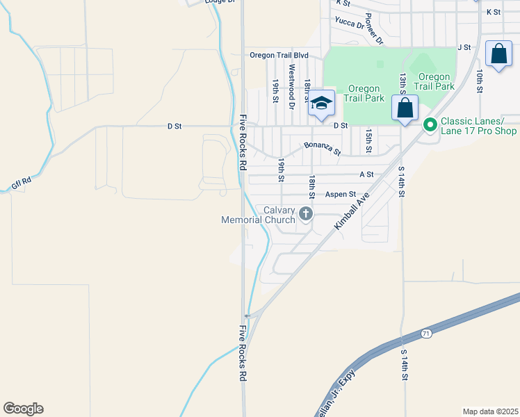 map of restaurants, bars, coffee shops, grocery stores, and more near 1955 Aspen St in Gering
