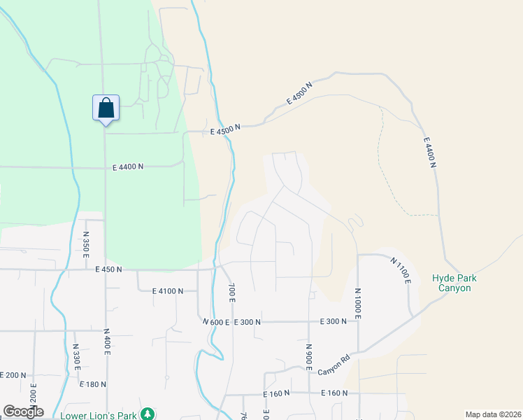 map of restaurants, bars, coffee shops, grocery stores, and more near 555 North 750 East in Hyde Park
