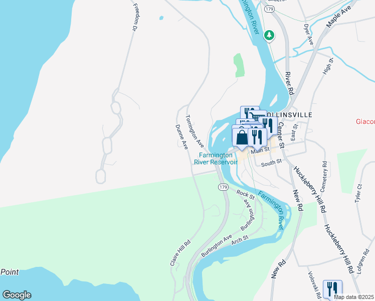map of restaurants, bars, coffee shops, grocery stores, and more near 64 Torrington Avenue in Canton