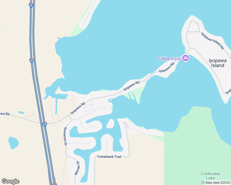 map of restaurants, bars, coffee shops, grocery stores, and more near 494 Iyopawa Road in Coldwater