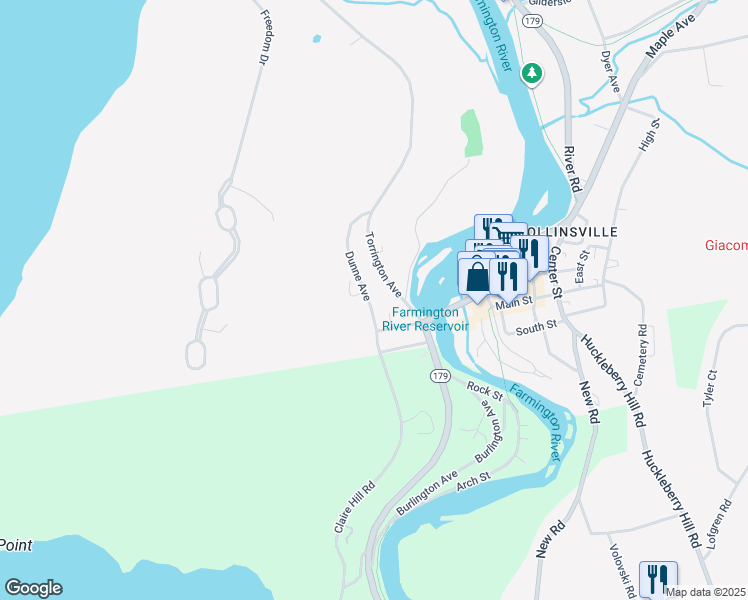 map of restaurants, bars, coffee shops, grocery stores, and more near 64 Torrington Avenue in Canton