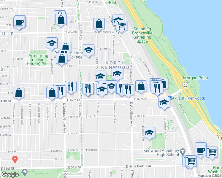 map of restaurants, bars, coffee shops, grocery stores, and more near in Chicago