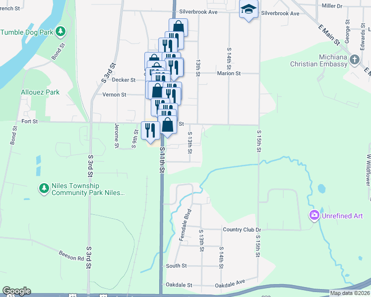 map of restaurants, bars, coffee shops, grocery stores, and more near 1434 13th Street in Niles