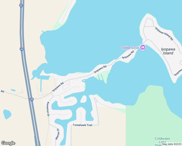 map of restaurants, bars, coffee shops, grocery stores, and more near 494 Iyopawa Road in Coldwater