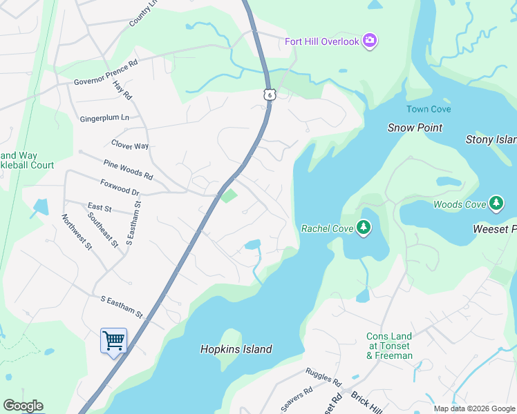 map of restaurants, bars, coffee shops, grocery stores, and more near 120 Corliss Way in Eastham
