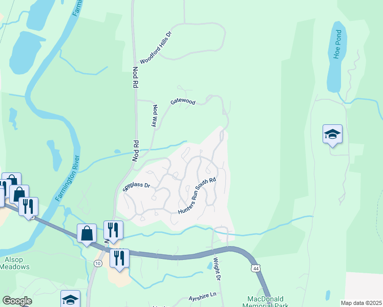 map of restaurants, bars, coffee shops, grocery stores, and more near 8 Kirbyshire in Avon
