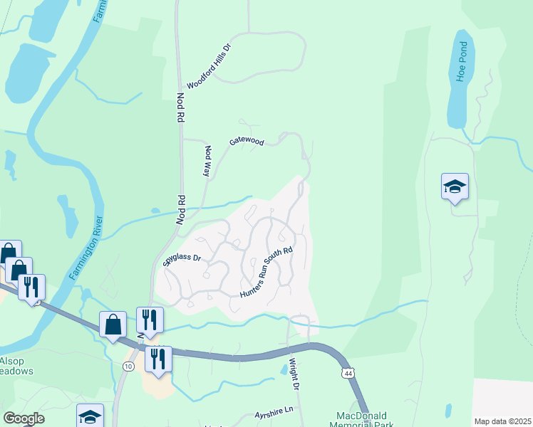 map of restaurants, bars, coffee shops, grocery stores, and more near 8 Kirbyshire in Avon