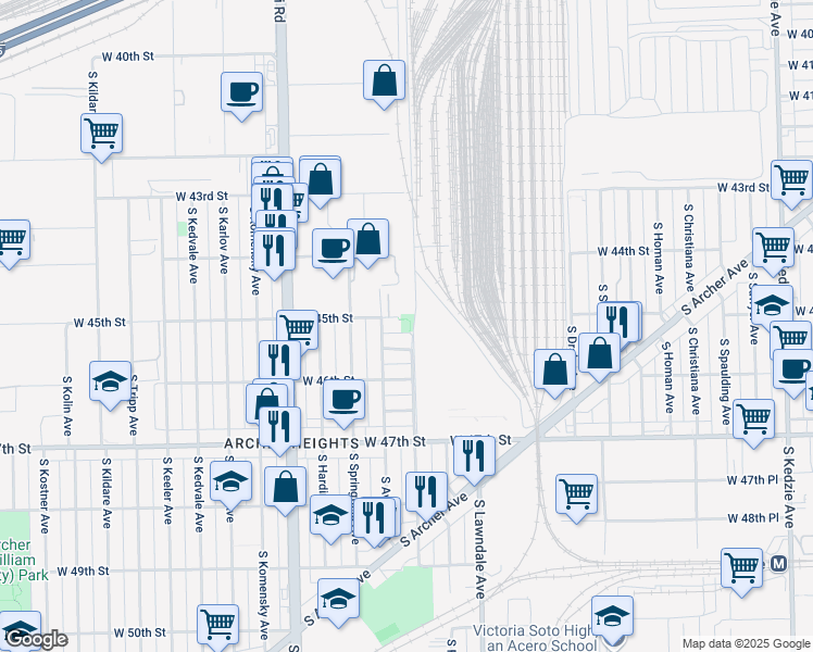 map of restaurants, bars, coffee shops, grocery stores, and more near in Chicago