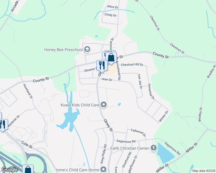 map of restaurants, bars, coffee shops, grocery stores, and more near 49 Cynthia Road in Seekonk