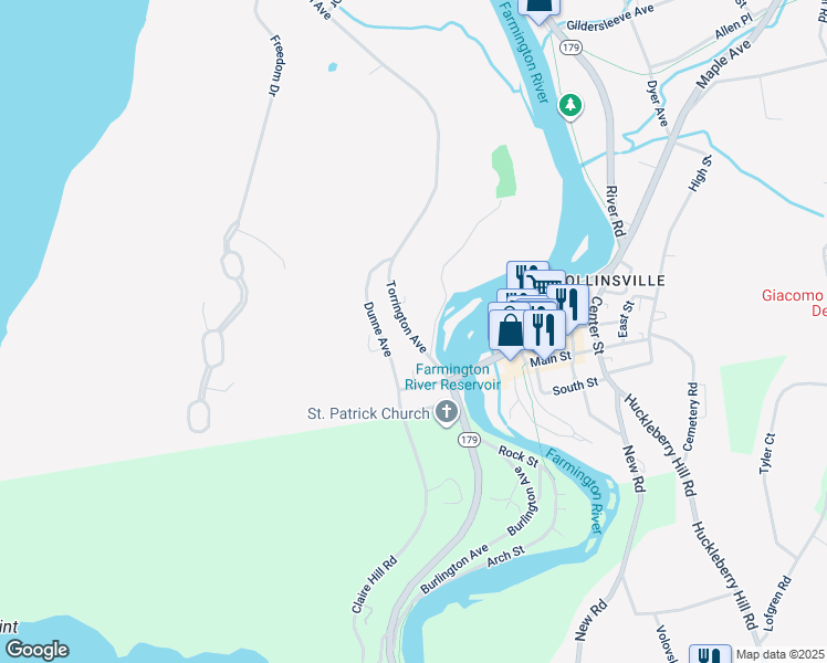 map of restaurants, bars, coffee shops, grocery stores, and more near 57 Torrington Avenue in Canton