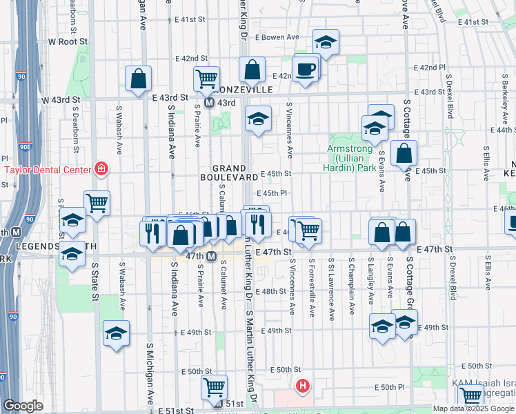 map of restaurants, bars, coffee shops, grocery stores, and more near in Chicago