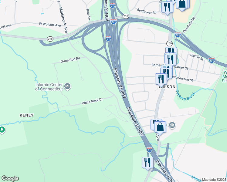 map of restaurants, bars, coffee shops, grocery stores, and more near in Windsor