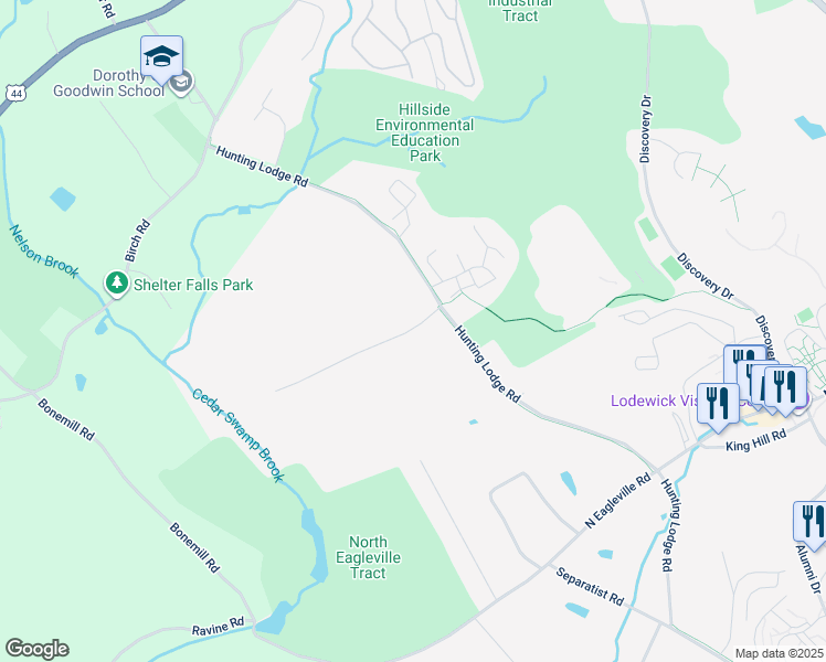map of restaurants, bars, coffee shops, grocery stores, and more near 2 Carriage House Drive in Mansfield