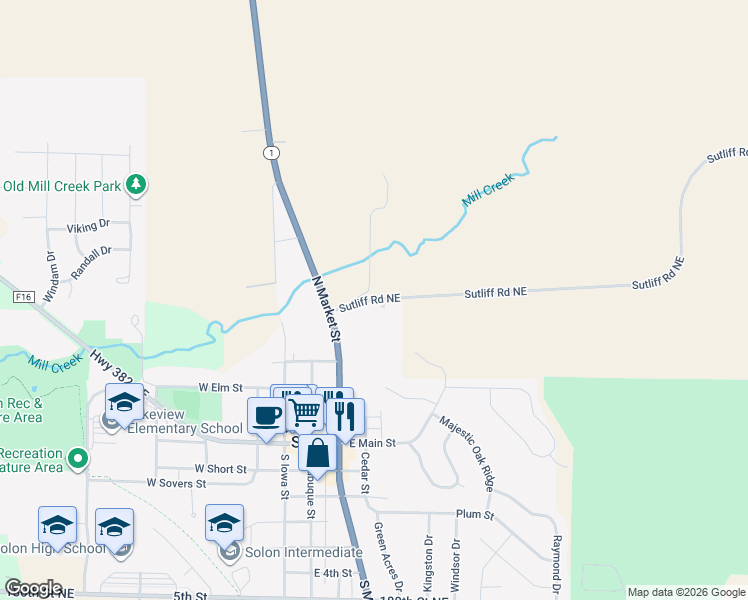 map of restaurants, bars, coffee shops, grocery stores, and more near 4503 Sutliff Road Northeast in Solon
