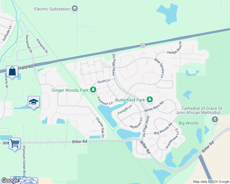 map of restaurants, bars, coffee shops, grocery stores, and more near 2757 Borkshire Lane in Aurora