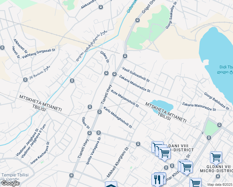 map of restaurants, bars, coffee shops, grocery stores, and more near 5 Kote Marjanishvili Street in Tbilisi