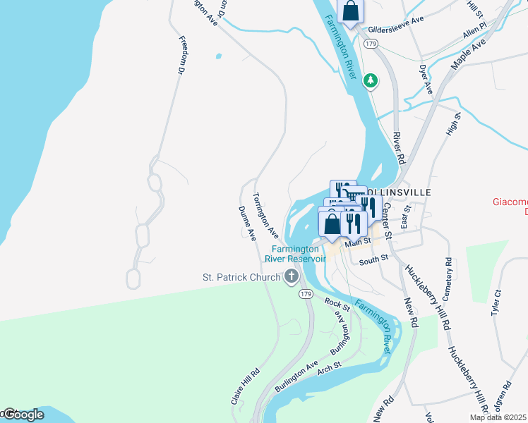map of restaurants, bars, coffee shops, grocery stores, and more near 83 Torrington Avenue in Canton