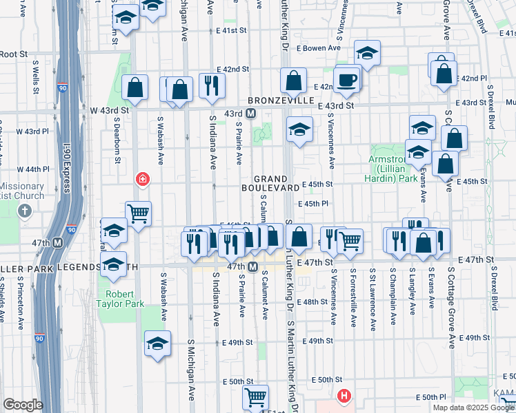 map of restaurants, bars, coffee shops, grocery stores, and more near in Chicago