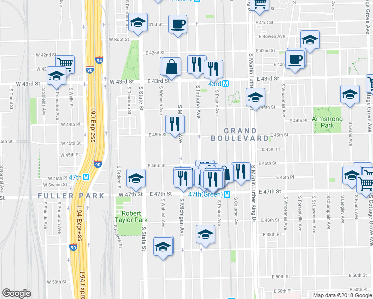 map of restaurants, bars, coffee shops, grocery stores, and more near in Chicago