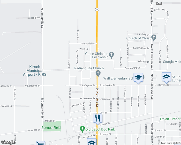 map of restaurants, bars, coffee shops, grocery stores, and more near 920 Merryview Drive in Sturgis