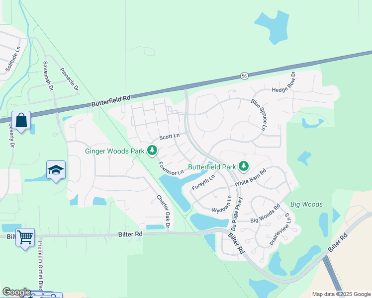 map of restaurants, bars, coffee shops, grocery stores, and more near 2773 Borkshire Lane in Aurora