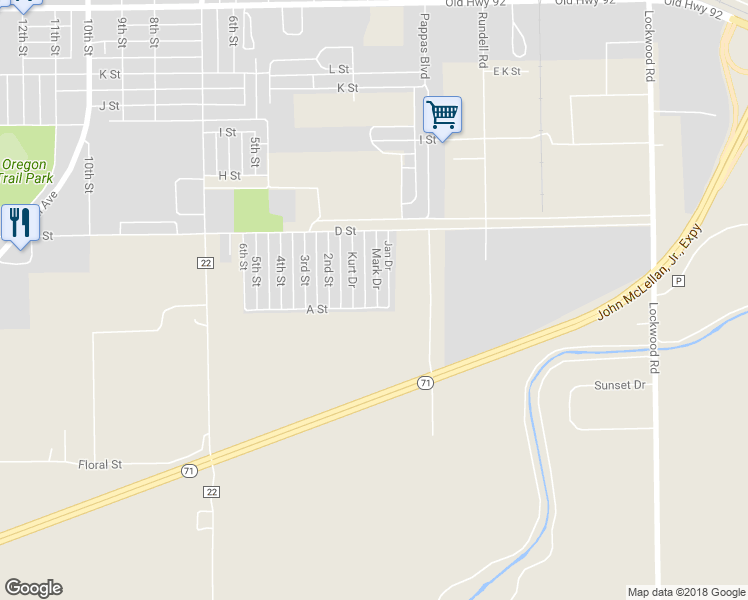 map of restaurants, bars, coffee shops, grocery stores, and more near 415 Mark Drive in Gering