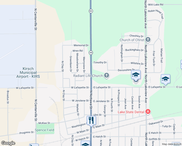 map of restaurants, bars, coffee shops, grocery stores, and more near 1000 North Nottawa Street in Sturgis
