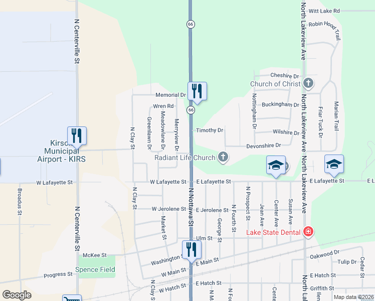 map of restaurants, bars, coffee shops, grocery stores, and more near 1000 North Nottawa Street in Sturgis