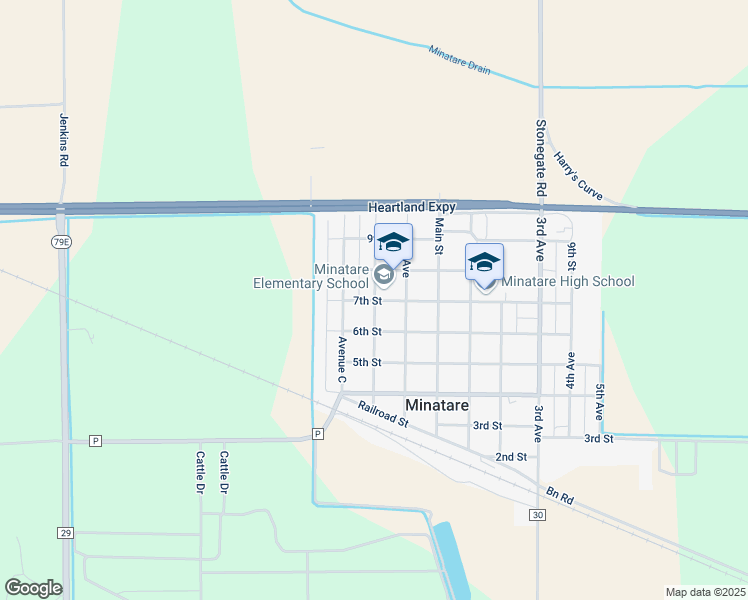 map of restaurants, bars, coffee shops, grocery stores, and more near 805 7th Street in Minatare