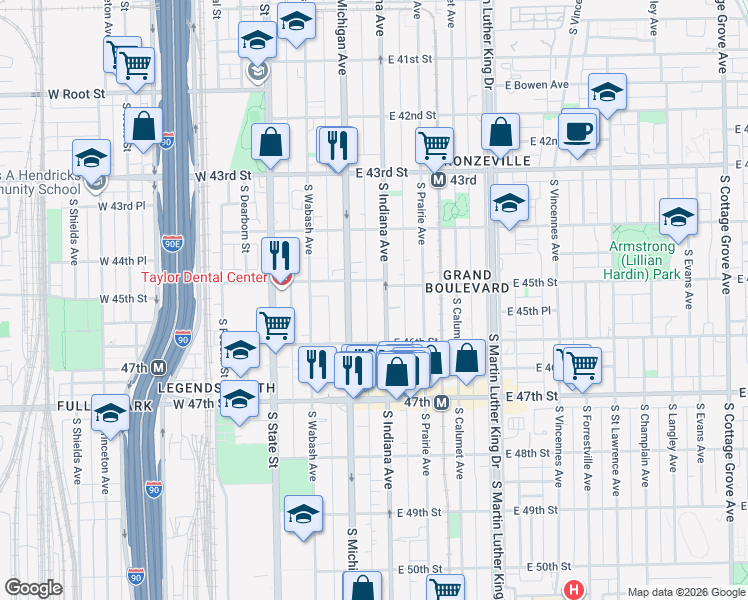 map of restaurants, bars, coffee shops, grocery stores, and more near in Chicago