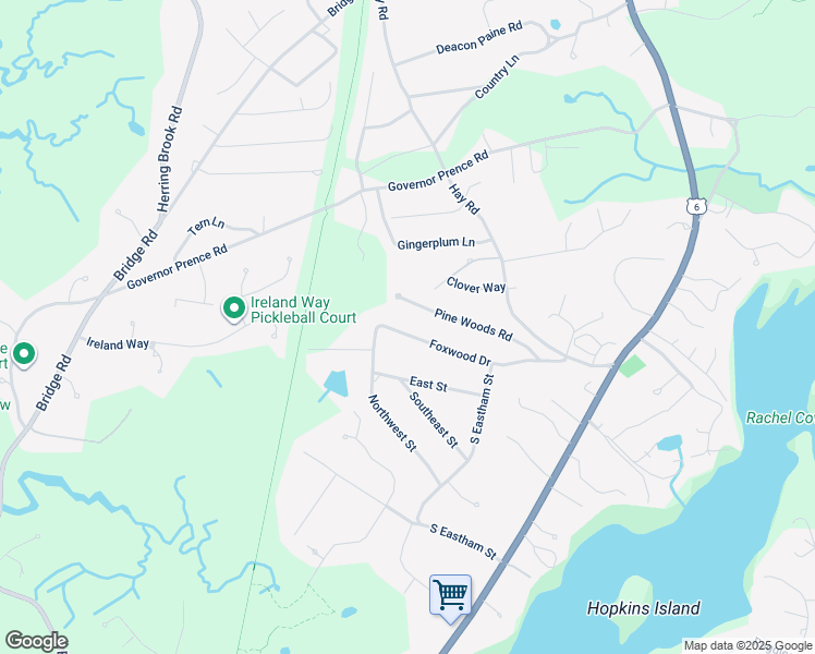 map of restaurants, bars, coffee shops, grocery stores, and more near 340 Foxwood Drive in Eastham