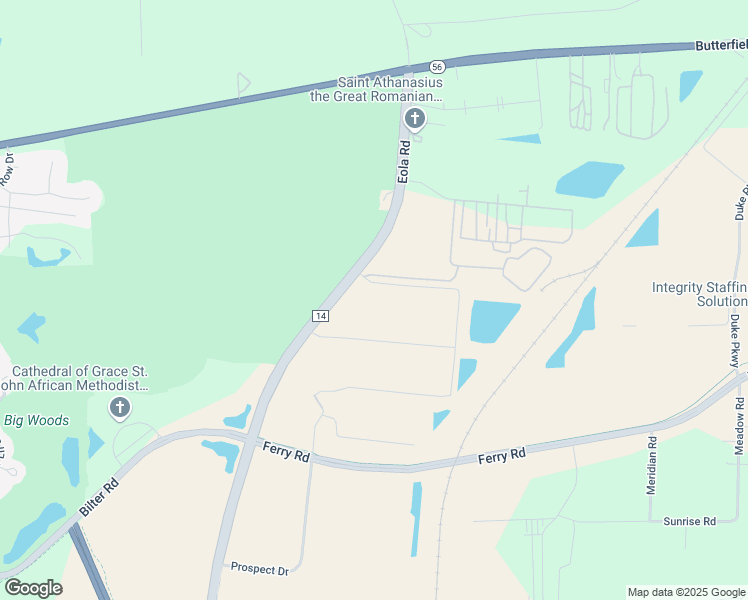 map of restaurants, bars, coffee shops, grocery stores, and more near 2759 North Eola Road in Aurora