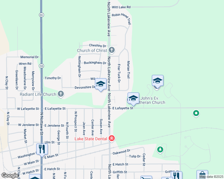 map of restaurants, bars, coffee shops, grocery stores, and more near 900 Marian Street in Sturgis