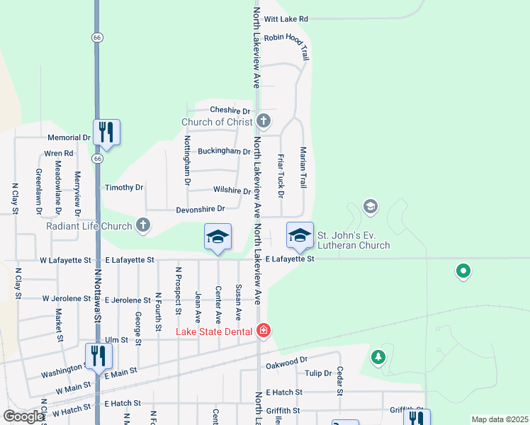 map of restaurants, bars, coffee shops, grocery stores, and more near 900 Marian Street in Sturgis