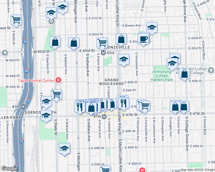 map of restaurants, bars, coffee shops, grocery stores, and more near in Chicago