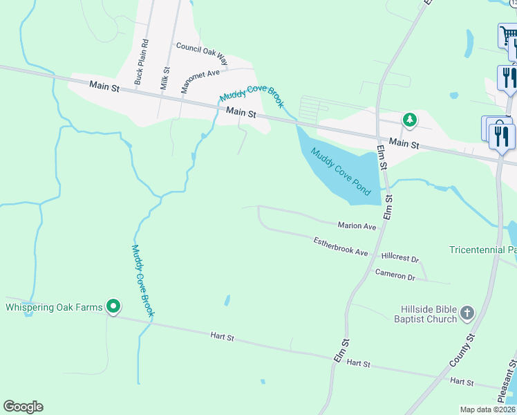 map of restaurants, bars, coffee shops, grocery stores, and more near 554 Estherbrook Avenue in Dighton