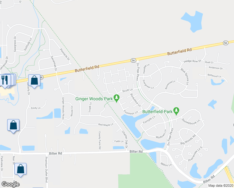 map of restaurants, bars, coffee shops, grocery stores, and more near 2200 Scott Lane in Aurora