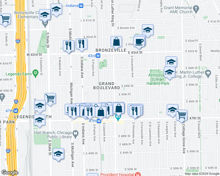 map of restaurants, bars, coffee shops, grocery stores, and more near in Chicago