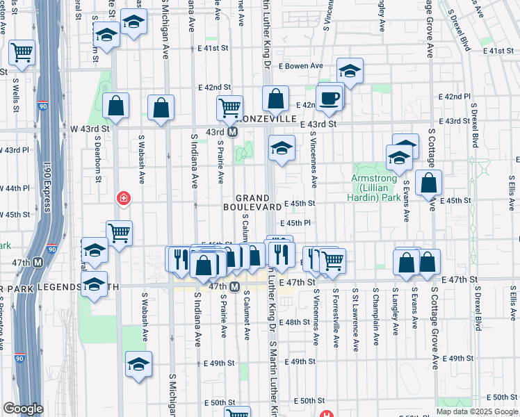 map of restaurants, bars, coffee shops, grocery stores, and more near in Chicago