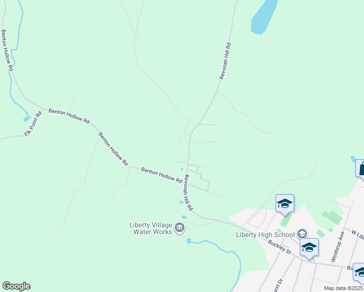 map of restaurants, bars, coffee shops, grocery stores, and more near 135 Revonah Hill Road in Liberty