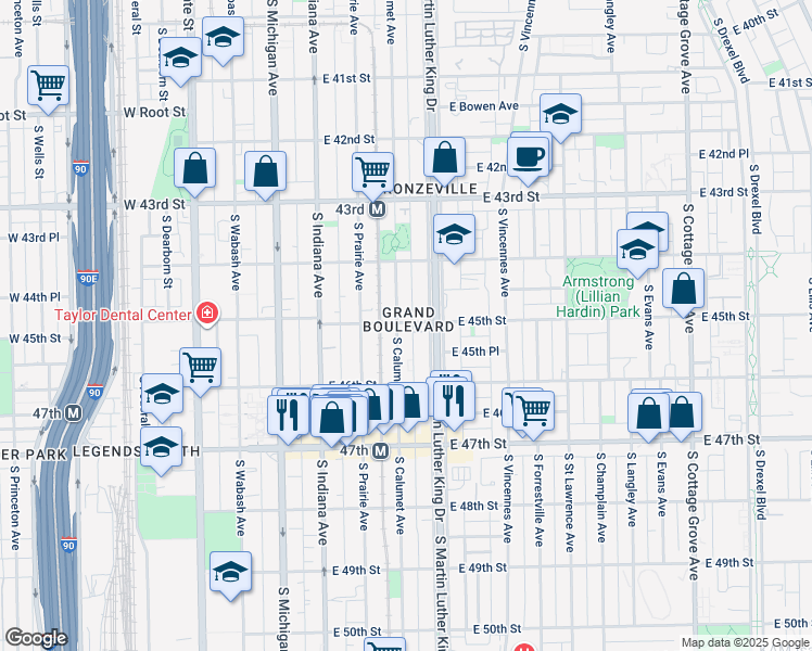 map of restaurants, bars, coffee shops, grocery stores, and more near in Chicago