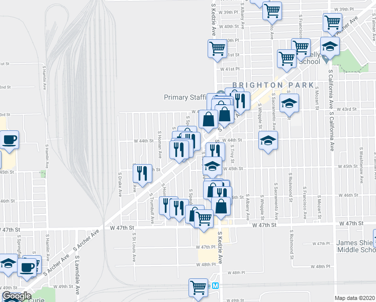 map of restaurants, bars, coffee shops, grocery stores, and more near 4431 South Archer Avenue in Chicago