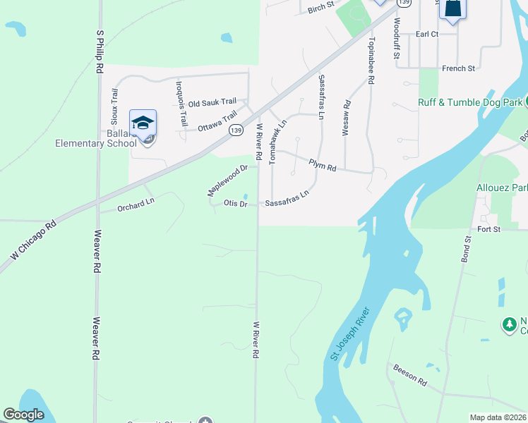map of restaurants, bars, coffee shops, grocery stores, and more near 1324 West River Road in Niles